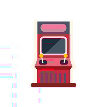 An arcade machine with a joystick and a screen vector
