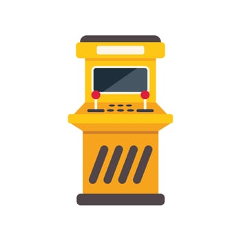 Yellow arcade machine standing on white background vector