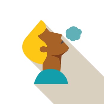 Man exhaling smoke, bad habit and addiction concept vector