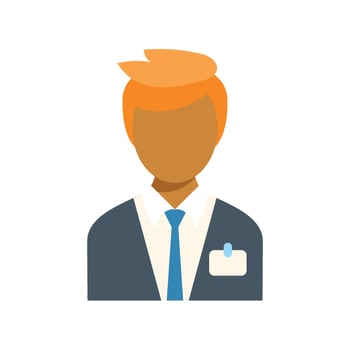 Businessman wearing suit and tie with identification badge, office worker avatar vector