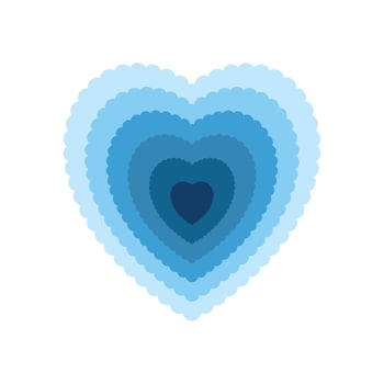 Blue layered scalloped valentine hearts creating a romantic symbol of love vector