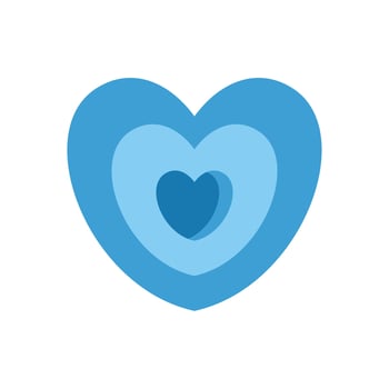 Blue layered hearts showing increasing love and affection vector
