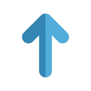 Blue up arrow pointing upwards symbolizing growth vector