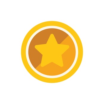 Golden coin showing a star representing quality and success vector