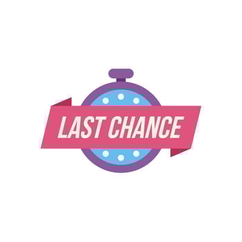 Last chance offer with stopwatch and ribbon banner showing urgency vector