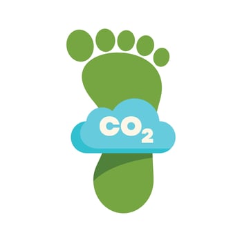 Green footprint leaving carbon dioxide cloud, reducing carbon footprint for sustainable future vector