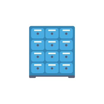 Blue lockers showing organization and security in a public space vector