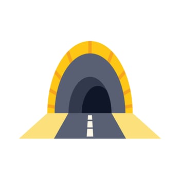 Highway tunnel entrance with road leading into darkness, infrastructure symbol vector