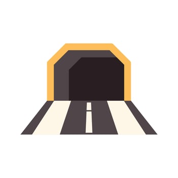 Highway tunnel road leading into darkness, minimalist flat design illustration vector