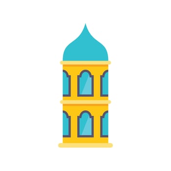 Minaret tower with blue dome, islamic architecture illustration vector