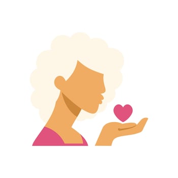 Woman blowing kiss and holding heart, showing love and affection vector