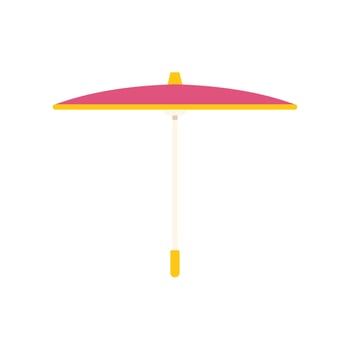 Pink beach umbrella offering shade on a sunny summer day vector