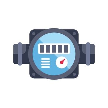 Water meter measuring water consumption with pipes, illustration vector