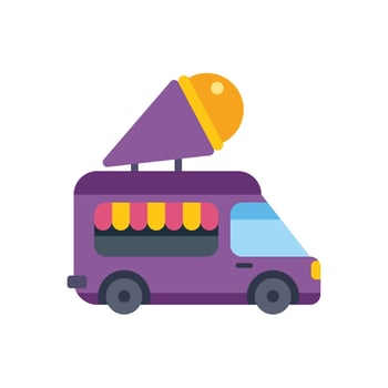 Purple ice cream food truck offering delicious frozen treats vector