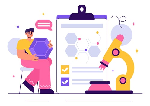 Geologist Analyzing Minerals and Crystals for Jewelry or Scientific Research Illustration vector