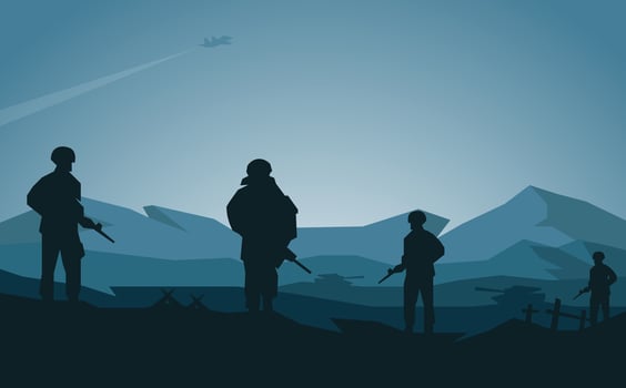 Soldier on guard war illustration, soldier background, soldier silhouette, Artillery, Cavalry, Tank, Warplane vector