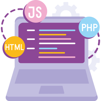 coding and programming software on laptop computer png