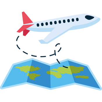 airplane flying with world map png