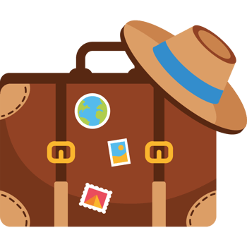 vintage suitcase and hat png