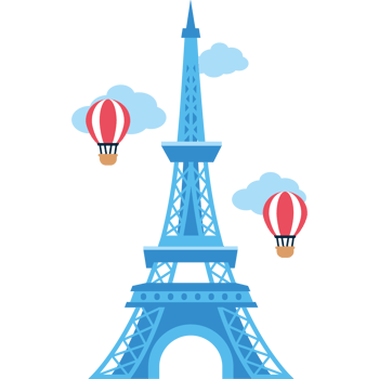 eiffel tower famous landmark and air balloons png