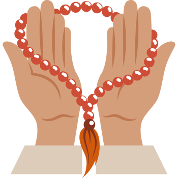 praying hands holding islamic misbaha png