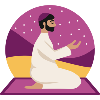 muslim man praying on prayer mat png