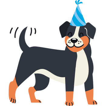cartoon dog with party hat png