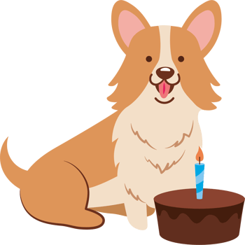 cute dog with birthday cake png
