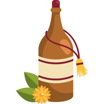 wine bottle and flowers png