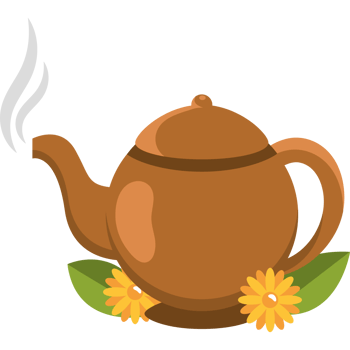clay tea pot with flowers png