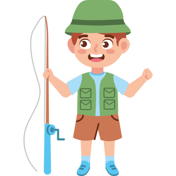 boy fishing standing with rod png