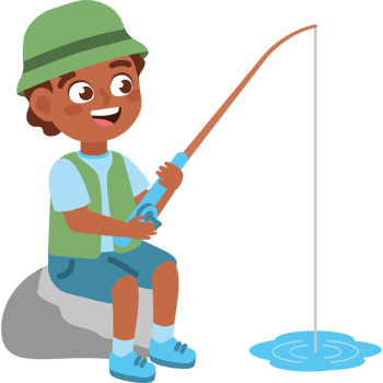boy sitting with fishing rod png