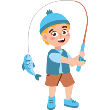 cartoon boy with fish png