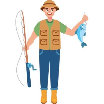 adult fishing character png