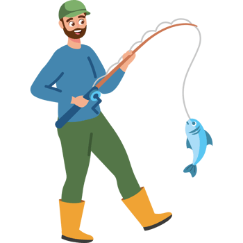 adult fisherman with fishing rod png