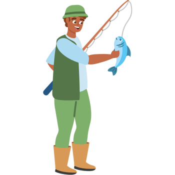 adult fishing standing with rod png