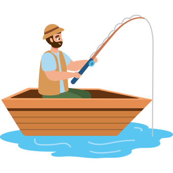 fisherman with rod on a boat png