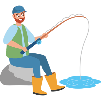 fisherman sitting with fishing rod png