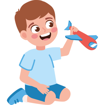 little boy playing with a toy airplane png