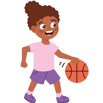 little girl play basketball png