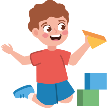 smiling boy playing with wooden blocks png