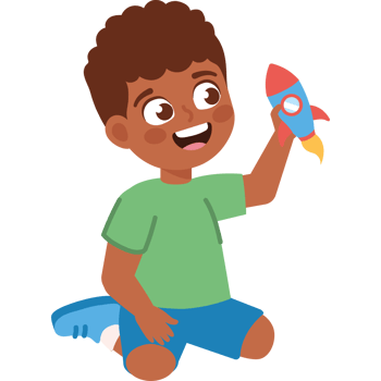 cute little boy playing with rocket png