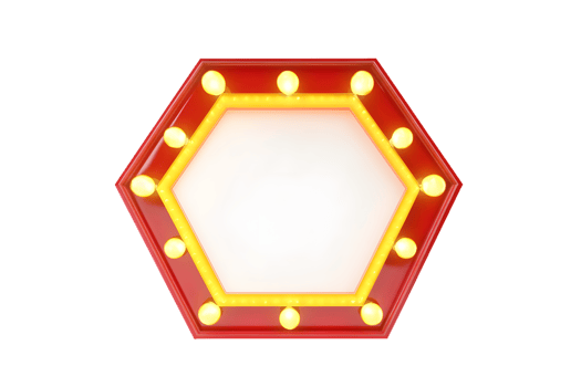 Red Hexagonal Frame with Yellow Lights png