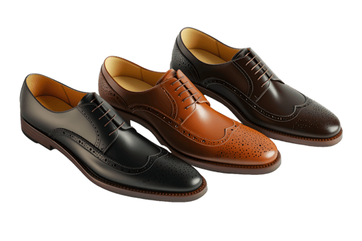 Three Leather Oxford Shoes in Black Brown and Tan png