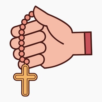 hand holding rosary icon illustration vector