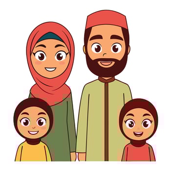 muslim family cartoon illustration vector