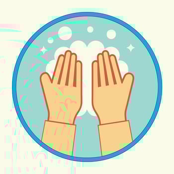 two hands washing hands with soap and water vector