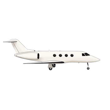 White Private Jet Airplane Side Profile Illustration png