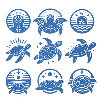 Green Turtle Logo Collection vector