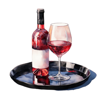 A Watercolor Painting Of Wine Bottle And Glass png